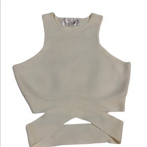 J.O.A Sculpted Knit Cutout Cropped Top